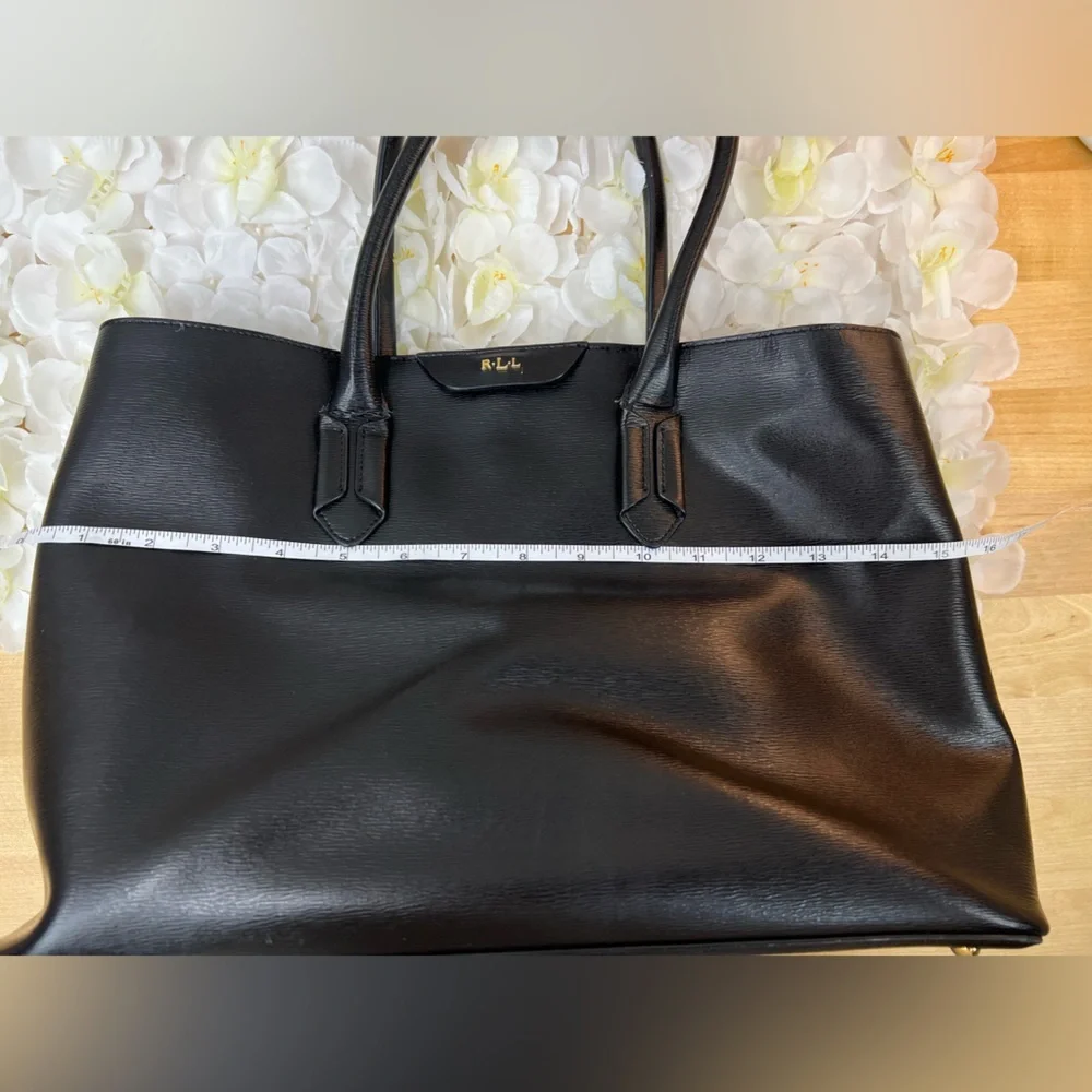 Lauren Ralph Lauren Black Saffiano Leather Tote Bag - Picture 11 of 14